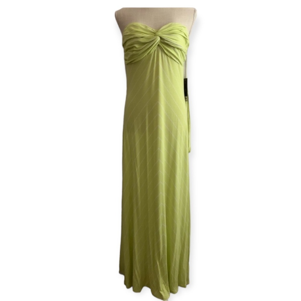 JENNIFER LOPEZ Lime Green with White Stripe Maxi Dress L NWT